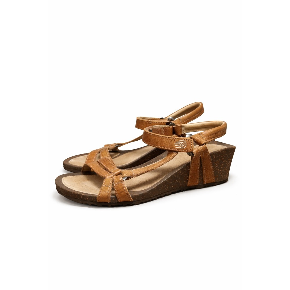 Teva Tan Leather Wedge Sandals